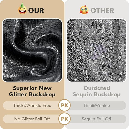 10ftx10ft Shimmer Black Sequin Backdrop Curtain for Parties, Thick Wrinkle Free Glitter Backdrop Drapes Photo Back Drop Curtains for Birthday Wedding Halloween Photography Background-2 Panels 5x10ft