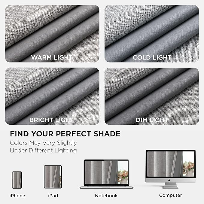 Joydeco Blackout Curtains 120 Inches Long 2 Panels Burg, Room Darkening Curtains for Bedroom, 100% Black Out Textured Thermal Drapes Privacy Protection 2 Panels Set(W52 x L120 Inch, Greyish White)
