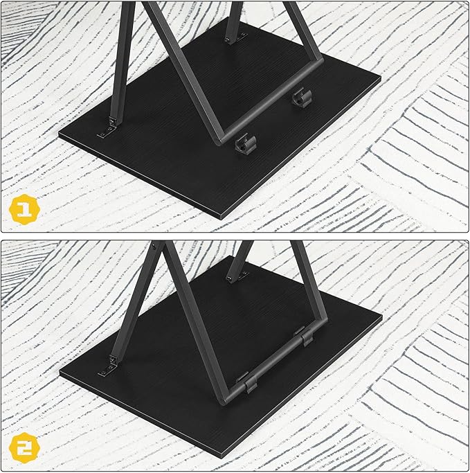 HOOBRO Folding TV Tray Tables, Set of 2 Side Tables for Small Space, Industrial Snack Desk for Eating at Couch, Stable Metal Frame, Easy Assembly, Space Saving, Black BK25BZ01