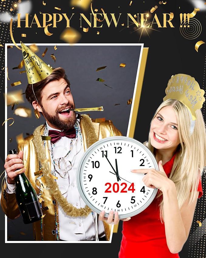 Wettarn 144 Pcs New Years Party Supplies 2026 Happy New Year Decorations Includes 24 Hats, 24 Tiaras, 48 Squawkers, 48 Leis