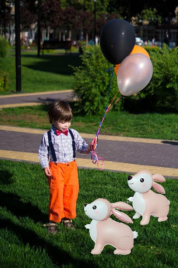 Pink Bunny Foil Animal Balloons Kids Baby Shower Birthday Party Supplies Children Jungle Themed Decorations Woodland Safari Animal Balloons, Thanksgiving Christmas New Year Party Photo Props 2Pcs
