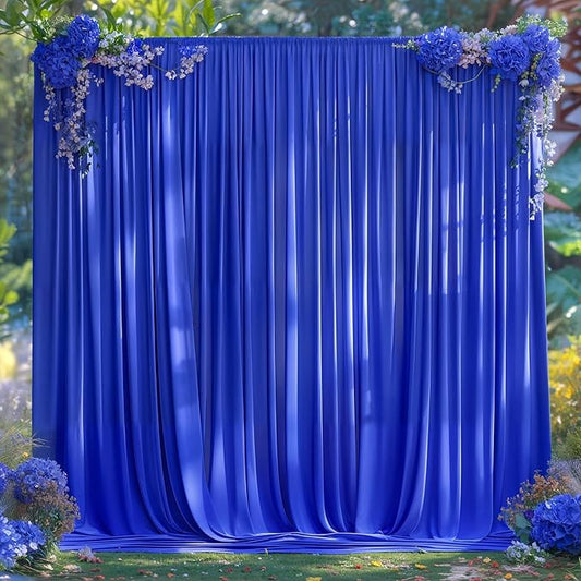 10 x 10ft Royal Blue Backdrop Curtains No-Wrinkle Party Curtains for Photo Backdrop Polyester Curtain Backdrop Soft Fabric for Retirement Birthday Wedding Baby Shower Events, 2 Panels 5 x 10ft