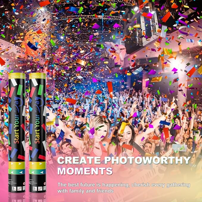 5 Pack 15 Inch Confetti Poppers – Multicolor Biodegradable Confetti Cannons for Wedding, Birthday, Graduation, Christmas, New Year – Party Poppers Confetti Shooters for Indoor & Outdoor Celebrations