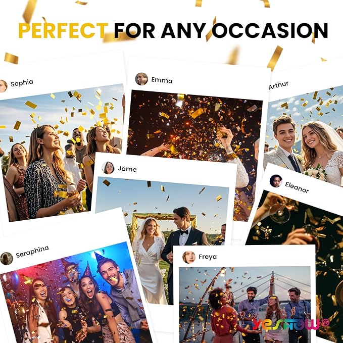 Confetti Cannon Party Poppers Gold,(6 pack) YESHOW Confetti Shooters Blaster for Birthday Graduation Wedding Christmas New Yearâs Eve and Any Celebrations