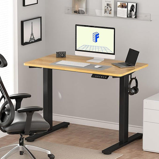 FLEXISPOT EN1 One-Piece Standing Desk with 1-Inch Thick Desktop, 48"x24" Electric Height Adjustable Desk for Home Office & Multi-Device Workstations, Maple
