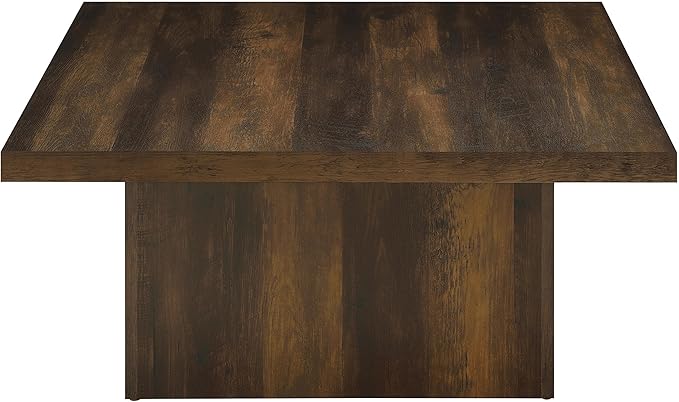 Coaster Home Furnishings - Devar - Wood - Square Coffee Table with Plinth Base, Geometric Design and Transitional Style - Living Room - Dark Pine - 710888