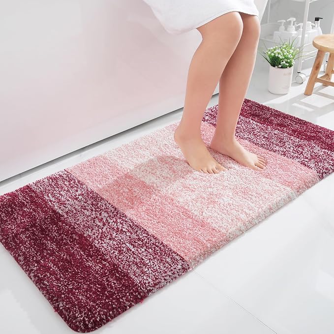 OLANLY Bathroom Rugs Mat 50x30, Extra Soft Absorbent Microfiber Bath Rugs, Rubber Backing, Quick Dry, Machine Washable Bath Mats for Bathroom Floor, Tub and Shower, Home Decor Accessories, Red
