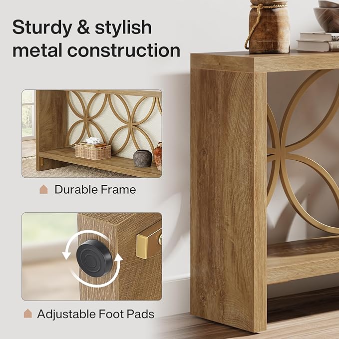 Tribesigns 70.9-Inch Narrow Sofa Table, FarmhouseLong Sofa Table Behind Couch, Entry Console Table with Storage for Entryway, Living Room, Foyer, Unique Design, Natural