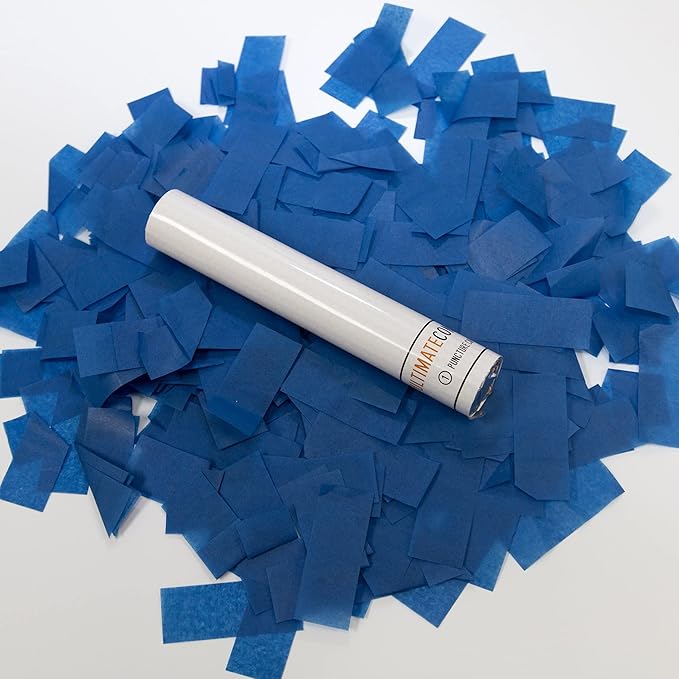 Ultimate Confetti Flick Stick Launchers - Handheld 6" Confetti-Launcher Wand, Flick to Launch Biodegradable Tissue Confetti (Dark Blue, 8 Confeti Launcher Tubes, 2 Handful of Confettis per Wand 1.5oz)