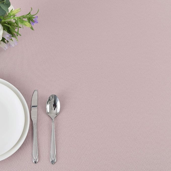 maxmill 2 Pack Rectangle 52 x 70 Inch, Dusty Pink Textured Tablecloth Waterproof Spillproof Wrinkle Free Table Cloth for Kitchen Dining Decoration, Fabric Table Cover for Outdoor and Indoor Use