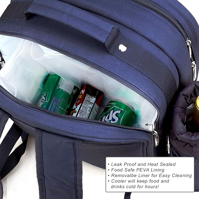 Picnic at Ascot Original Equipped 2 Person Picnic Backpack with Cooler, Insulated Wine Holder & Blanket - Designed & Assembled in the USA