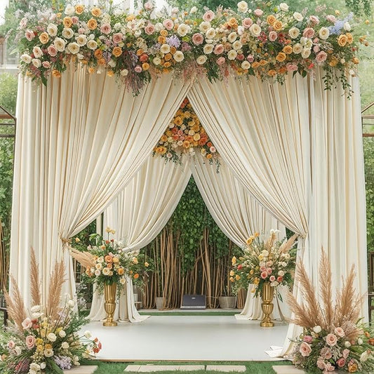 10 Panels Beige Backdrop Curtain for Wedding Parties Wrinkle Free Beige Photo Curtains Backdrop Drapes Fabric Decoration for Baby Shower Photography 50ft(W) x 10ft(H)