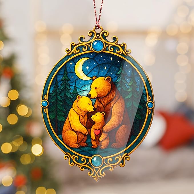 Family3 Christmas Family of Three Ornament - Bear Family Ornament – Bear Ornaments Christmas Ornament 2025– White Elephant Gifts - Xmas Tree Funny Decoration