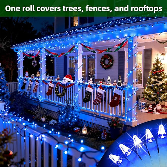 1500 LED Chrstmas Lights, 470ft Outdoor Christmas String Lights with 12 Modes, Blue LED String Lights with Timer Dimmable Waterproof for Outside Tree Fence Garden Xmas Wedding Party Decor Blue