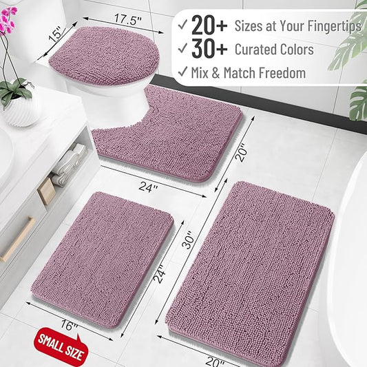 OLANLY Bathroom Rugs 36x24, Extra Soft Absorbent Chenille Bath Rugs, Rubber Backing Quick Dry, Machine Washable Bath Mats for Bathroom Floor, Tub and Shower, Home Decor Accessories, Deep Plum