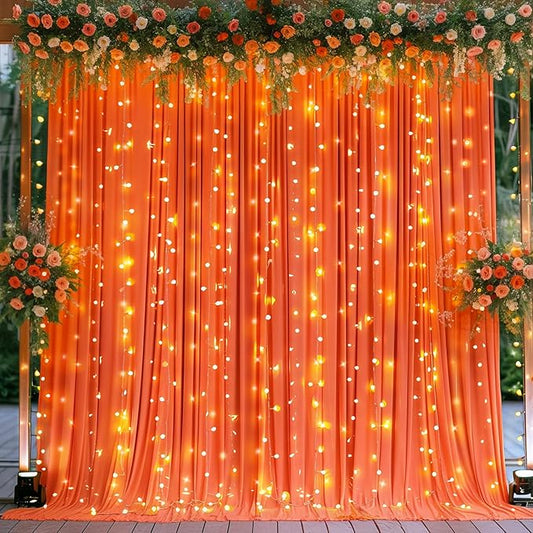 10x10 Orange Backdrop Curtain for Parties Wrinkle Free Orange Photo Curtains Backdrop Drapes Fabric Decoration for Wedding Birthday Party Baby Shower 5ft x 10ft,2 Panels