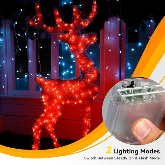 4 Pack 240LED Christmas Fairy Lights Battery Operated - 20FT Twinkle Lights with 2 Lighting Modes Indoor Outdoor, Waterproof Led Fairy String Lights for Bedroom, Wedding, Dorm, DIY Decor, Red