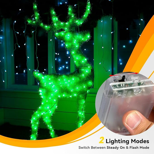 4 Pack 240LED Christmas Fairy Lights Battery Operated - 20FT Twinkle Lights with 2 Lighting Modes Indoor Outdoor, Waterproof Led Fairy String Lights for Bedroom, Classroom, Dorm, DIY Decor, Green