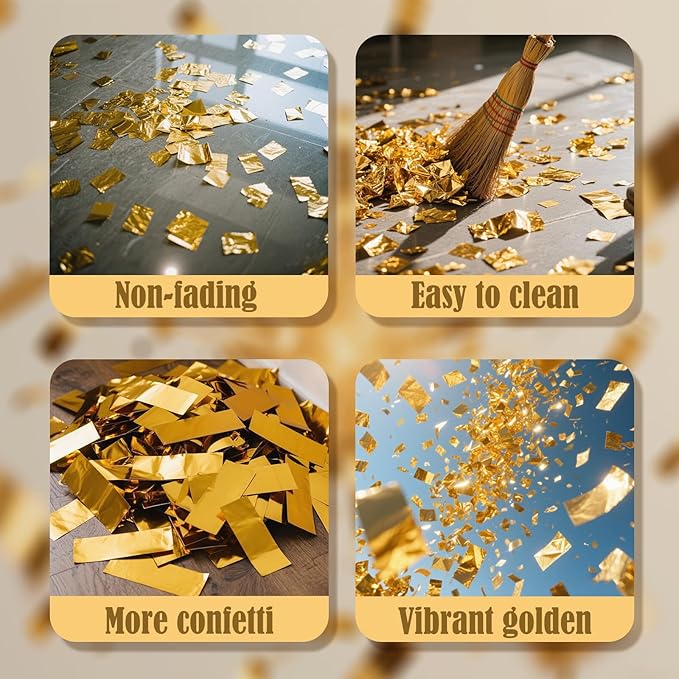 Gold Confetti Cannon Set of 5 | Long-Range Confetti Poppers for Birthdays, Graduations, Weddings, and Celebrations