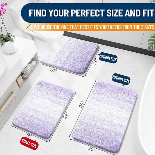 OLANLY Bathroom Rugs Mat 59x20, Extra Soft Absorbent Microfiber Bath Rug, Rubber Backing, Quick Dry, Machine Washable Bath Mats for Bathroom Floor, Tub and Shower, Home Decor Accessories, Light Purple