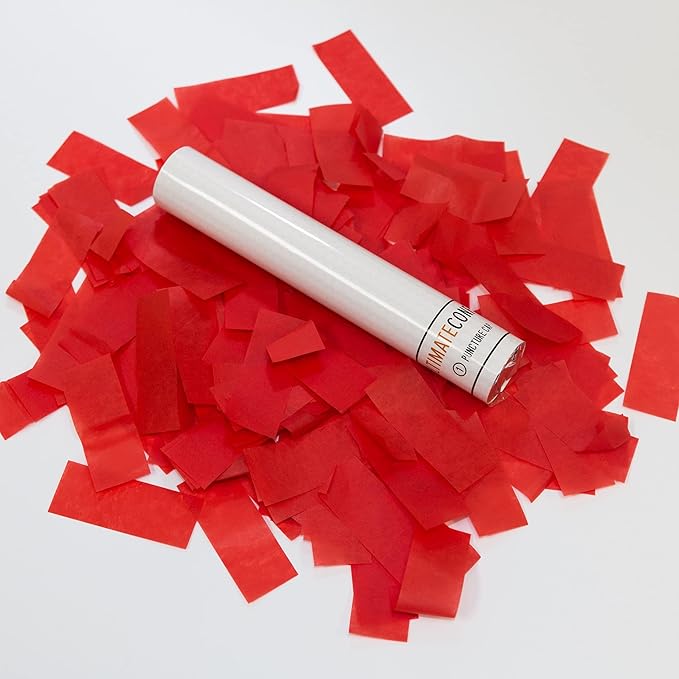 Ultimate Confetti Flick Stick Launcher - Handheld 6" Confetti-Launcher Wand, Flick to Launch Biodegradable Tissue Confetti (Red, 8 Confeti Launcher Tubes, 2 Handful of Confettis per Wand, 1.5oz)