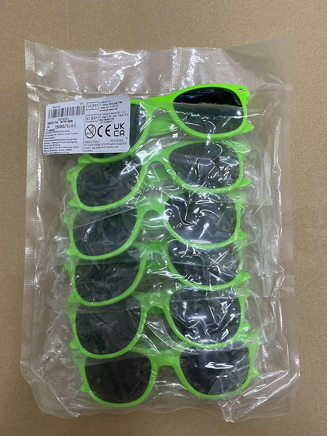 NEBURORA 12 Pack Green Neon Sunglasses Bulk Retro Colorful Party Glasses for Adult Men Women Birthday Wedding Summer Beach Pool Party Supplies