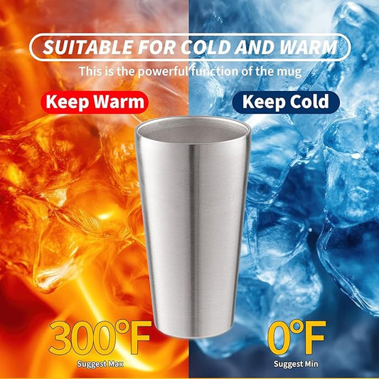 12 Pack 18.6 oz Stainless Steel Insulated Cup, Double Wall Vacuum Metal Cup, Reusable Camping Cups Unbreakable Indoor Outdoor for Party, Home, Office, BBQ, Silver