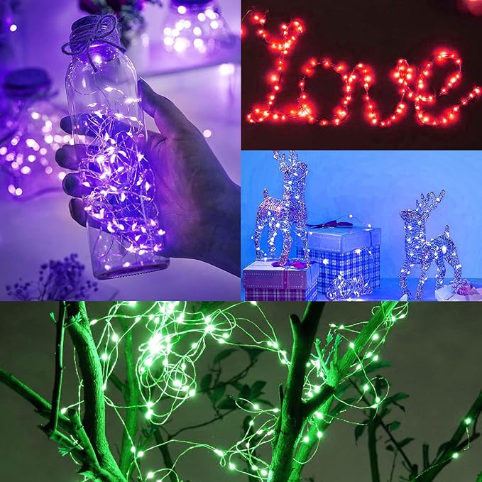 12 Pack Fairy Lights Battery Operated String Lights,7FT 20LED Waterproof Silver Wire Christmas Lights Outdoor,Firefly Mini Lights for Bedroom Party Birthday Wedding Indoor Decorations.