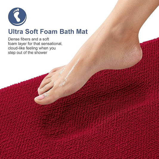 OLANLY Thick Memory Foam Bath Mats Rugs 36x24, Extra Soft Absorbent Bathroom Rug, Quick Dry Bath Mat, Non-Slip, Machine Washable Carpet for Bathroom, Tub and Shower, Home Decor Accessories, Red