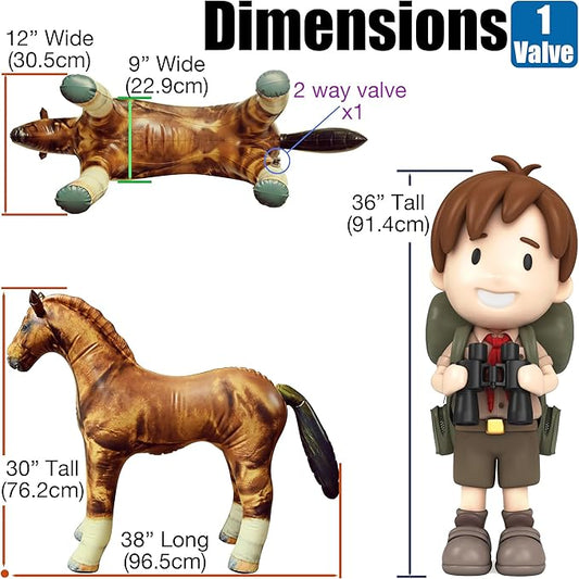 Jet Creations 38" L, Inflatable Horse Toys, Golden Brown Blow-Up Horse Toy Figure for Decoration or Play, Livestock Theme Party, Birthday, VBS, Photo Prop, Thanksgiving, Christmas Winter