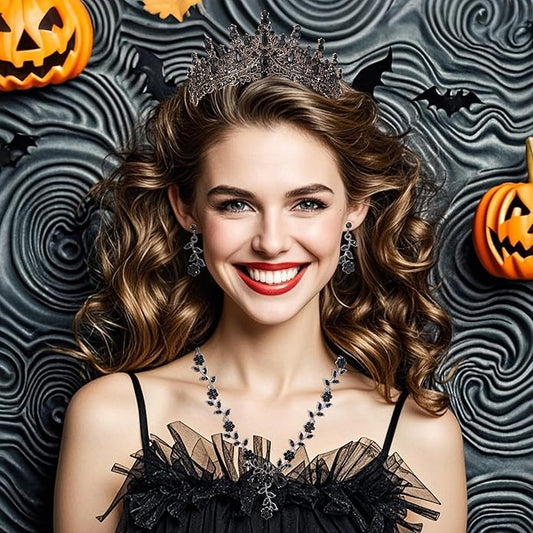 Kamirola Tiaras and Crowns for Women,Tiaras Earrings Necklace, Crystal Bridal Jewelry Set (TR48)