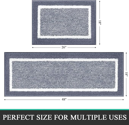 Pauwer 2 Piece Non Slip Bath Mats, Absorbent Shower Rugs for Bathroom Floor, Tub and Shower