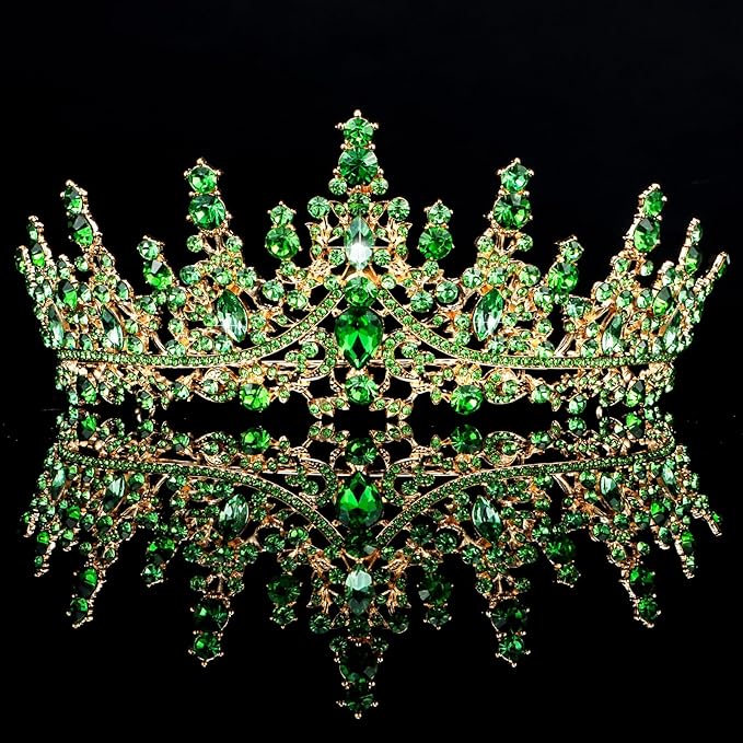 TOBATOBA Light Green Tiaras and Crowns for Women, Rhinestone Princess Tiara, Crystal Crown Royal Queen Crown for Women, Quinceanera Headpieces for Birthday Prom Pageant Halloween