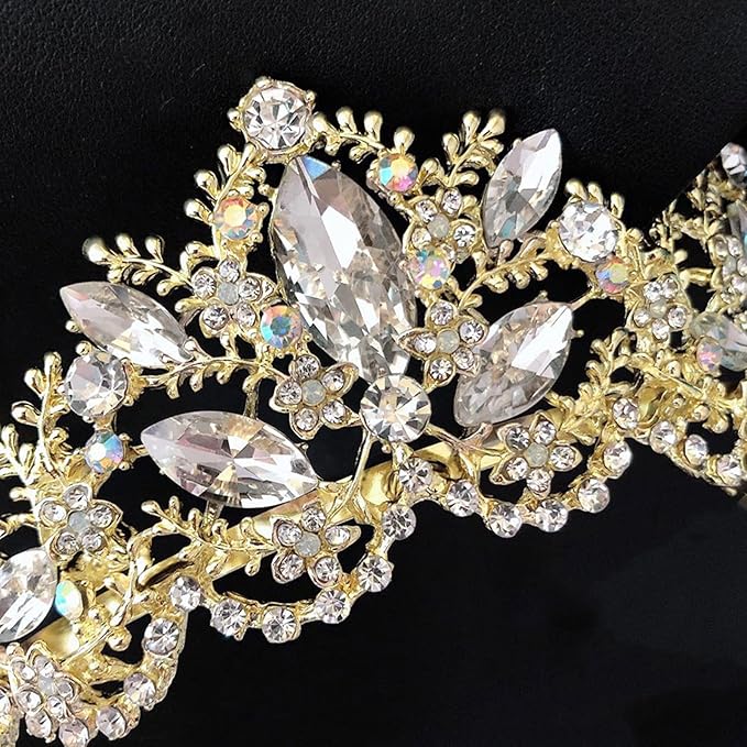 Gold Tiara Wedding Tiaras and Crowns for Women,Rhinestone Queen Women Princess Crown Birthday Headbands Prom Bridal Party Halloween Costume Christmas Gifts