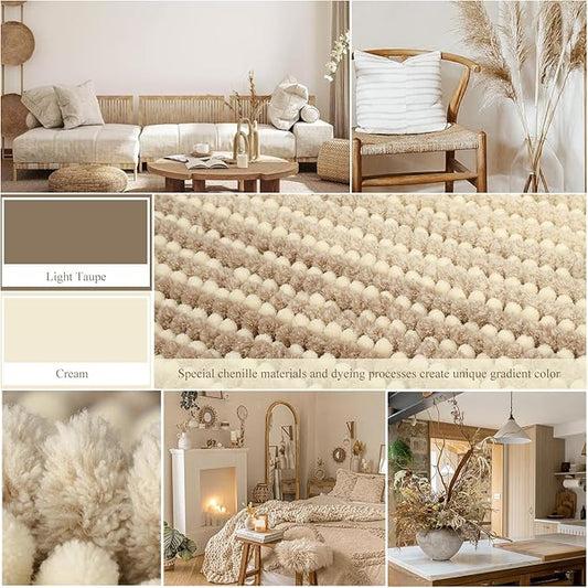 BSICPRO Bathroom Rugs, Bath Mat Rug for Bathroom Non Slip 20 x 32 Inches Water Absorbent Chenille Shower Floor Mats Machine Washable (Tan)