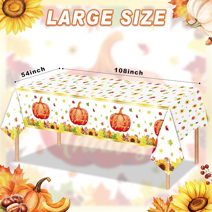 123PCS Thanksgiving Party Supplies for Fall Pumpkin Themeds Party Decorations Autumn Harvest Tableware Set for Kids Childs Leaves Dessert Plates Napkins Cups with Tablecloth and Banner for 20 Guests