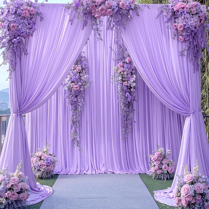 10x10 Lavender Backdrop Curtain for Parties Wedding Wrinkle Free Light Purple Photo Curtains Backdrop Drapes Fabric Decoration for Baby Shower Photoshoot 5ft x 10ft,2 Panels