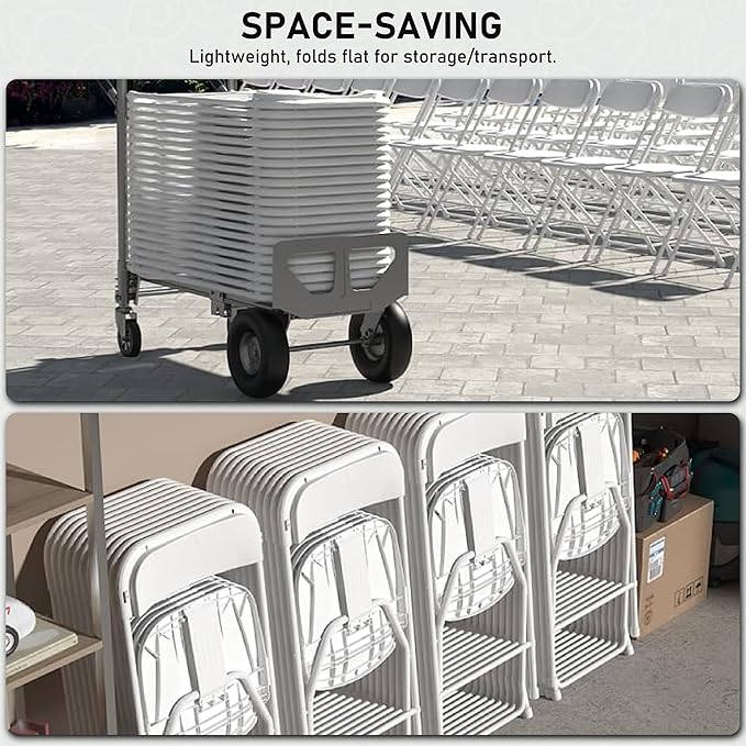 SEALAMB Plastic Folding Chairs 16 Pack, White Commercial Portable Indoor/Outdoor Chairs for Home Office, Wedding, Events Parties with Steel Frame, 350lbs Capacity (White-Plastic, 16 Pack)