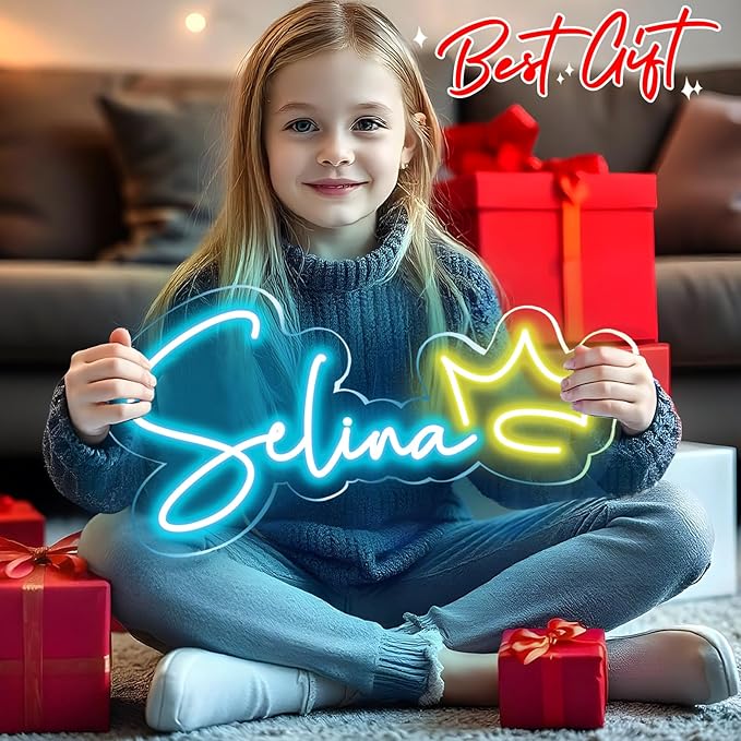 Custom Neon Signs, LED Neon Sign Customizable for Room Wall Decor, Personalized Neon Name Sign for Girl Boy, Personalized Birthday Party Wedding Christmas Decoration Bar Shop Name Gift (Yellow)