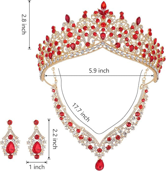 Kamirola Tiaras and Crowns for Women,Tiaras Earrings Necklace, Crystal Bridal Jewelry Set, Costume Party Halloween Prom Pageant Jewelry for Women TR80