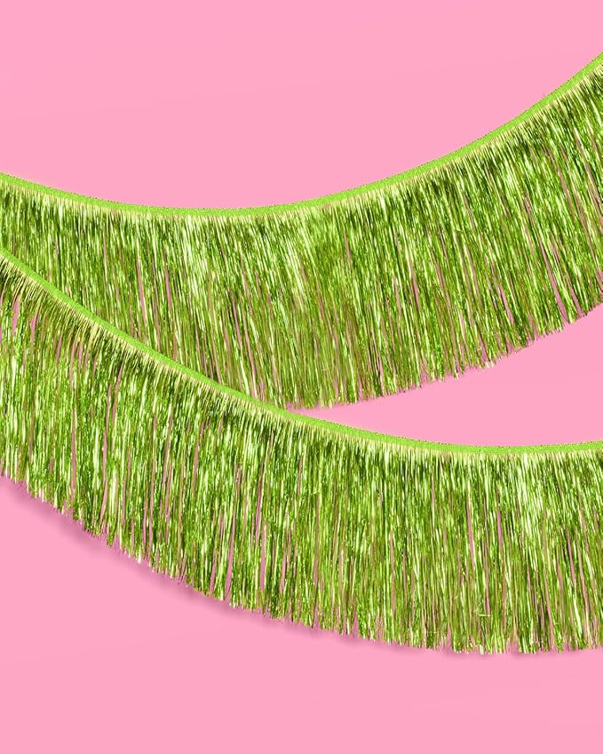 xo, Fetti Party Decorations Lime Green Fringe Banner - 4 ft. | Bachelorette Party Supplies, Birthday Photo Booth, Margarita Bach Decor, Bridal Shower Backdrop