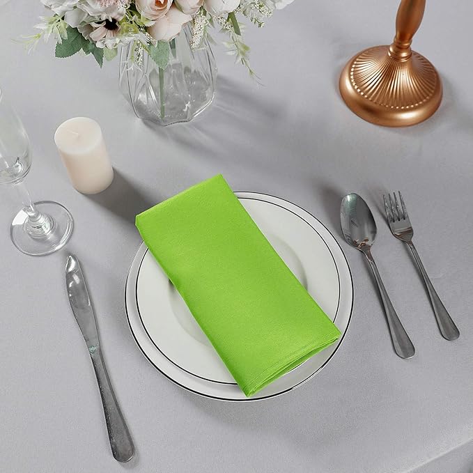 Cloth Napkins 17x17 inch Washable Polyester Dinner Napkins Soft Table Napkins for Wedding Party Dining Banquet(Apple Green,12PCS)