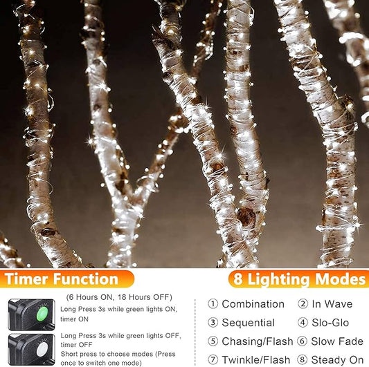 Joomer Fairy String Lights 66FT 200 LEDs Plug in Fairy Lights Indoor Copper Wire String Light DIY for Bedroom, Parties, Wedding, Christmas, Outdoor, Indoor Decoration (White, Non-Connectable)