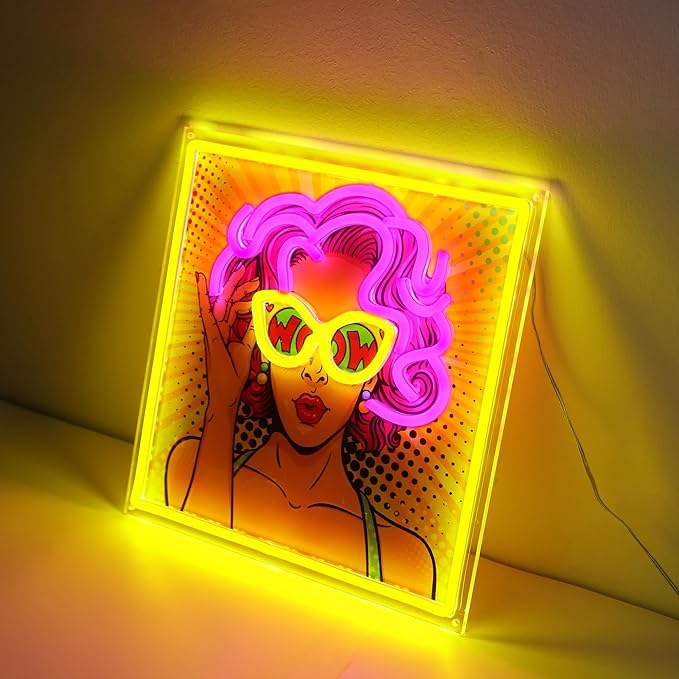 ENUOLI Purple Hair Pretty Girl Neon Sign,UV Print LED Light Sign Dimmable Cool Women Lady Neon Lights for Bedroom,Home Wall Decor LED Signs for Christmas Birthday Party Girls Stylish Gifts