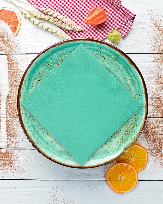 Teal Blue Cocktail Napkins 5 * 5inch disposable Beverage Napkin paper for Cocktail, Wedding, Dinner,Birthday Party Dessert Wine Paper Napkins( 120 Count)
