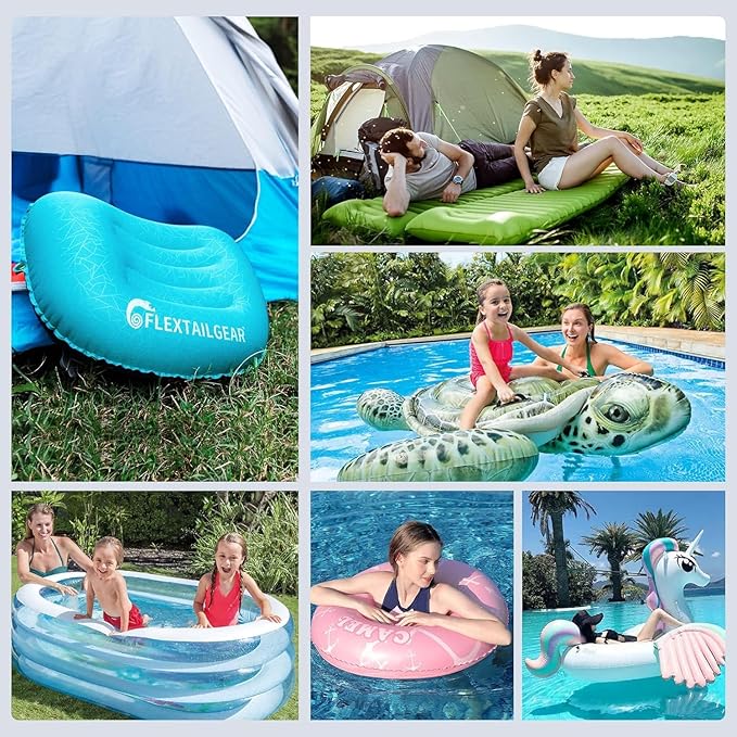 FLEXTAILGEAR Tiny and Portable Air Pump Ultra-Mini Pump with 1300mAh Battery USB Rechargeable to Inflate Deflate for Pool Floats, Air Bed, Air Mattress Swimming Ring, Vacuum Storage Bags
