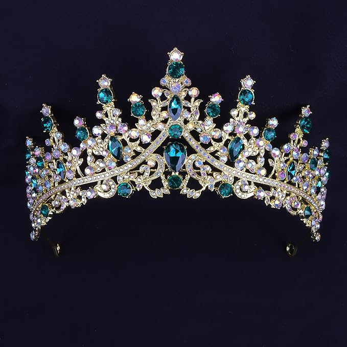 COCIDE Green Tiaras for Women Crown for Women Emerald Quinceanera Dress Headbands for Girls Princess Halloween Cosplay Birthday Pageant Bride Headpieces Hair Accessories