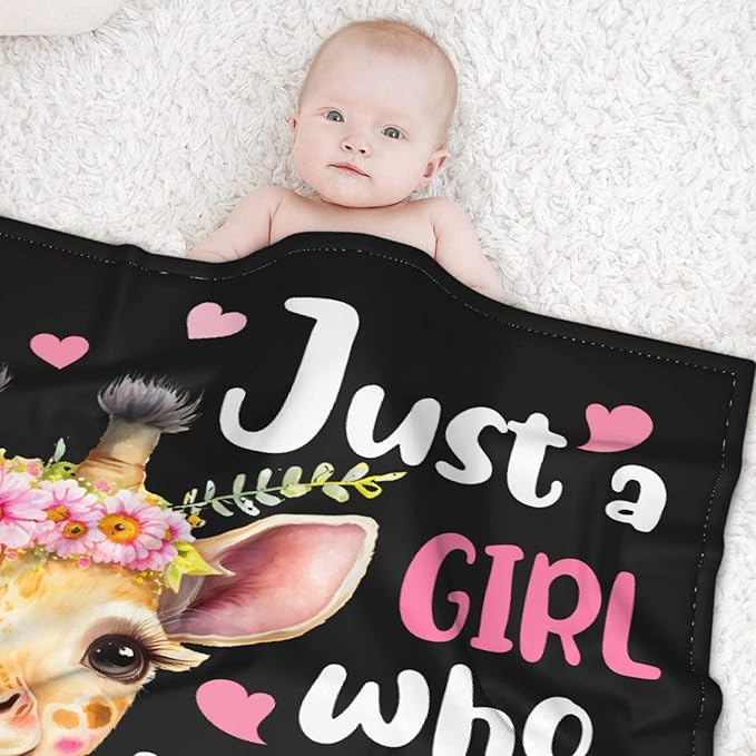 Just A Girl Who Loves Giraffes Blanket Lightweight Cozy Flannel Fleece Throw Blanket Best Gift Home Decor for Bed Couch Outdoor Camping 40"x30" XS for Pets Toddler