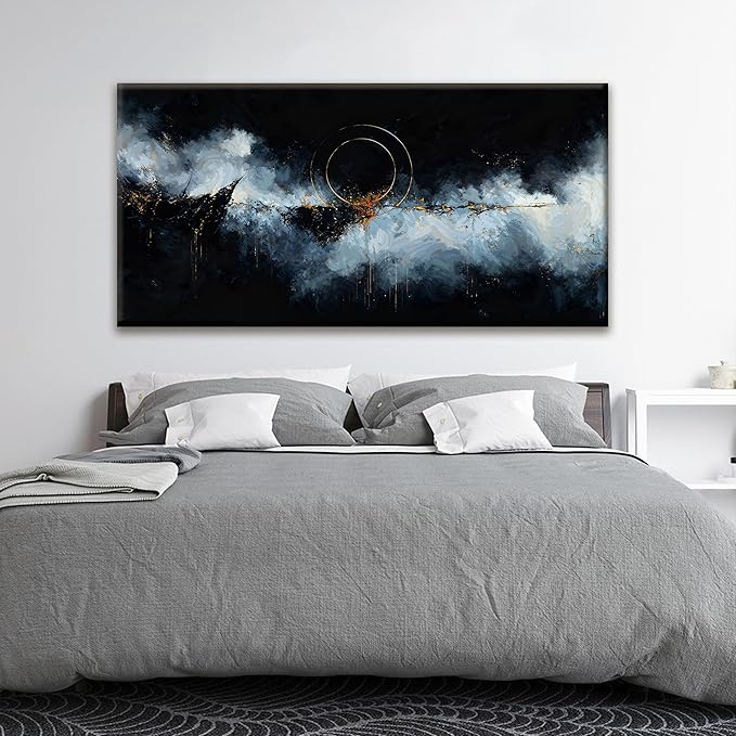 Large Abstract Wall Art For Living Room Modern Abstract Wall Decor Painting Maximalist Gold Circle Canvas Wall Art Decor Prints Artwork Bedroom Hotel Office Home Wall Artwork 29" × 58"