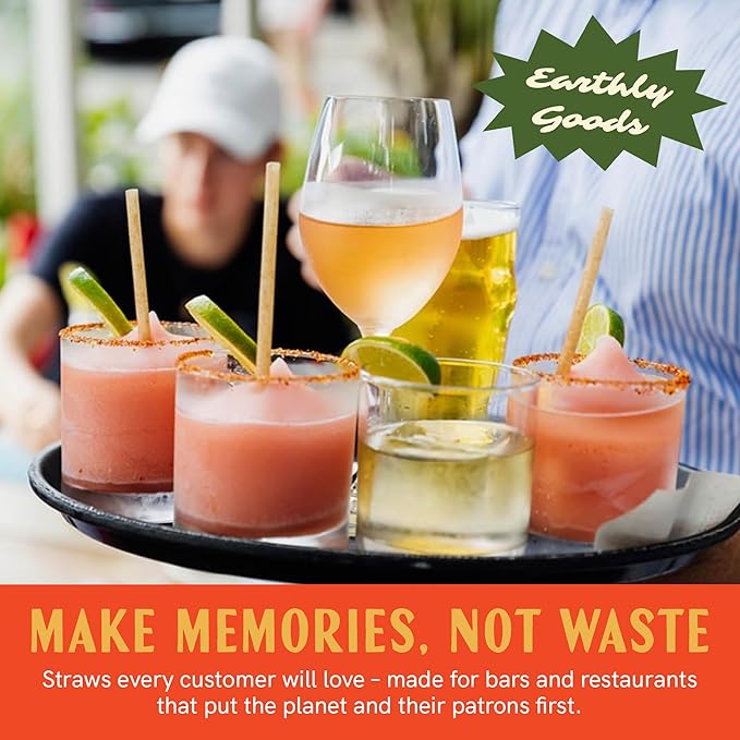 Bulk Pack of 6 Inch Agave Straws | 2000 count | Sustainable & Compostable Drinking Straws made from Upcycled Agave Plant Fiber | Long-Lasting, Durable Drinking Straws that Won't Get Soggy